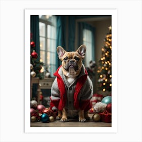 French Bulldog At Christmas Art Print