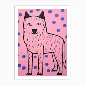 Pink Polka Dot Arctic Wolf 1 Art Print