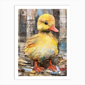 Textured Mixed Media Duckling Collage 2 Art Print