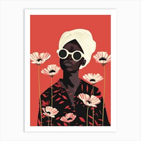 Black Woman With Flowers 5 Art Print