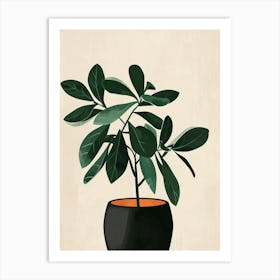 Money Tree Plant Minimalist Illustration 4 Art Print