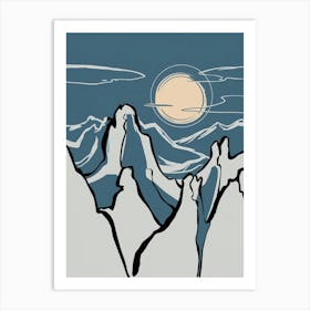 Moon In The Mountains 2 Art Print