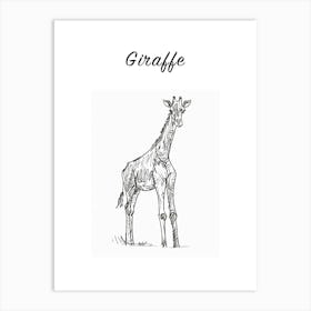 B&W Giraffe Poster Art Print