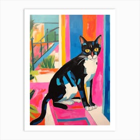 Painting Of A Cat In Ibiza Spain 1 Art Print