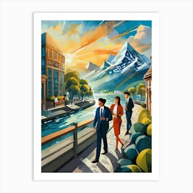 Business Meeting Outdoors Art Print