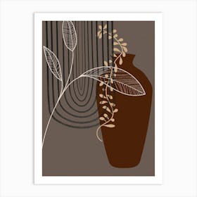 Plants Vase Leaves Botanical Art Print