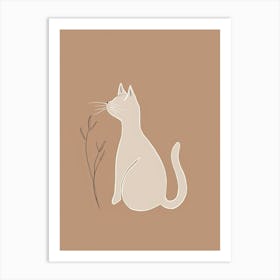 White Cat - Boho, Line Art Art Print