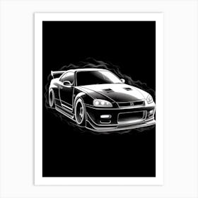 Nissan Gtr Line Drawing 1 Art Print