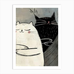 Two Cats Hugging 2 Art Print