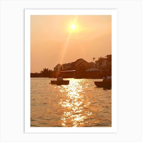 Sunset In Mekong River Art Print