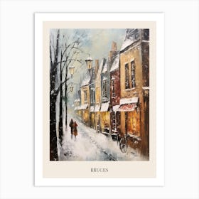 Vintage Winter Painting Poster Bruges Belgium 1 Art Print
