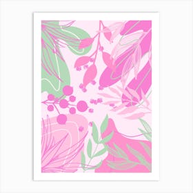 Pink Leaves Art Print