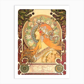 "Zodiac" Original Art Nouveau Poster 1896 by Alphonse Mucha Art Print