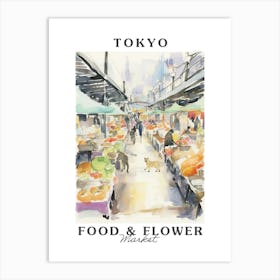 Food Market With Cats In Tokyo 2 Poster Art Print