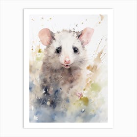 Light Watercolor Painting Of A Urban Possum 2 Art Print