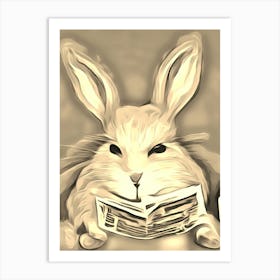 Reading The Bunny Times - Sepia Prints #2 Art Print