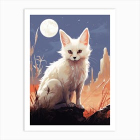Fennec Fox Moon Illustration 2 Art Print