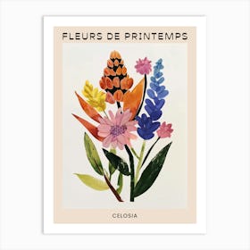 Spring Floral French Poster  Celosia 3 Art Print