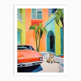 Chevrolet Camaro Vintage Car With A Cat, Matisse Style Painting 2 Art Print