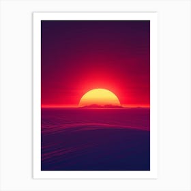 A Sweeping Panorama Of An Evening Sky Blood Red With The Setting Sun Transitions Into A Serene Moon (6) Art Print