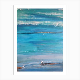 Seagulls On The Beach Art Print