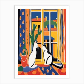 Cats In The Window Style Henri Matisse Art Print