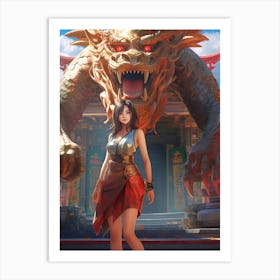 Chinese Girl With Dragon 12 Art Print