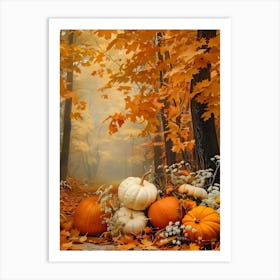 Fall Autumn Fall Leaves Pumpkin Art Print