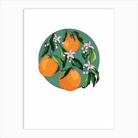 Circular Mofit Orange Blossom Flowers Art Print