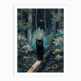 Black Cat In The Woods Affiche