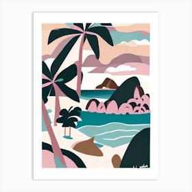 Mamanuca Islands Fiji Muted Pastel Tropical Destination Art Print