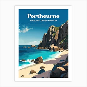 Porthcurno England Summer Travel Art Art Print