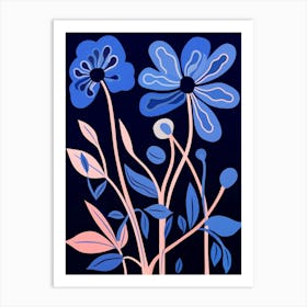 Blue Flower Illustration Kangaroo Paw 1 Art Print