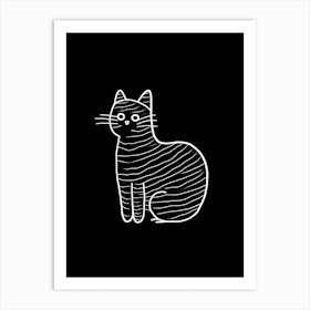 Abstract Sketch Cat Line Drawing 2 Art Print