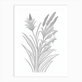 Psyllium Herb William Morris Inspired Line Drawing 2 Art Print