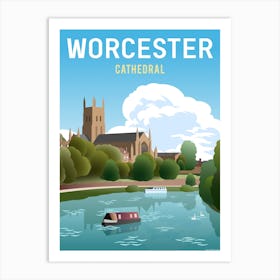Worcester Cathedral River View Art Print