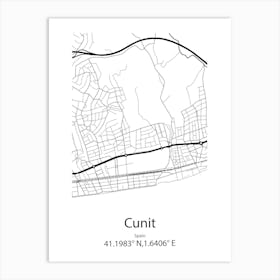 Cunit,Spain Minimalist Map Art Print