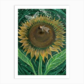 Sunflowers Girl Art Print
