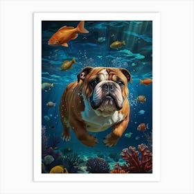 Bulldog Under The Sea 1 Art Print