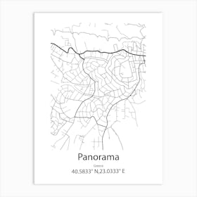 Panorama,Greece Minimalist Map Art Print