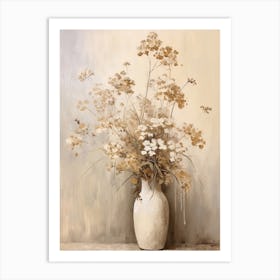 Forget Me Not, Autumn Fall Flowers Sitting In A White Vase, Farmhouse Style 3 Art Print