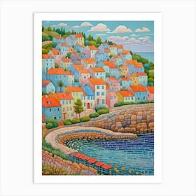 Colourful Seaside Village Art Print