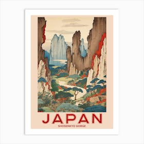 Shosenkyo Gorge, Visit Japan Vintage Travel Art 3 Poster Art Print