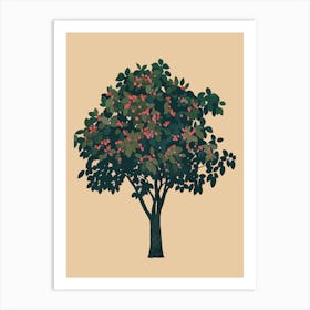 Walnut Tree Colourful Illustration 3 Art Print