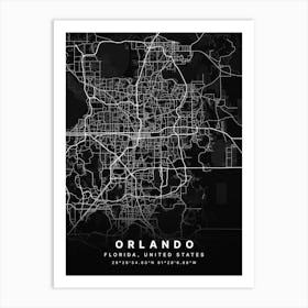 Orlando Florida Usa Black Map Affiche