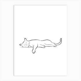 Cat Sleeping hand drawing minimalist line art Poster