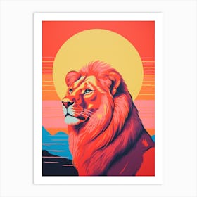 Lion In The Sunset Colour Pop 2 Art Print