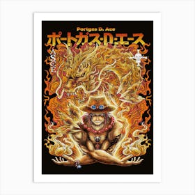 Ace One Piece Anime Poster Art Print