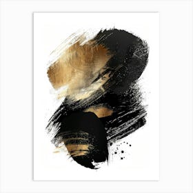 Abstract Black Gold Painting 1 Art Print