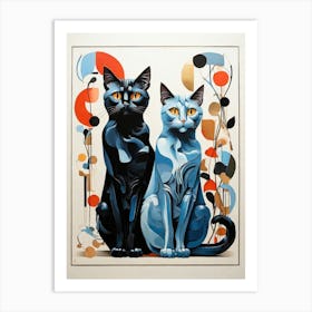 Blue Cats 1 Art Print